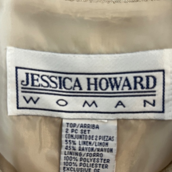 Jessica Howard Coastal Linen Beaded Skirt Set 16 Tan Floral Boho Western Neutral - Picture 2 of 16